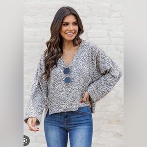 Pink Lily cheetah pull over - XS